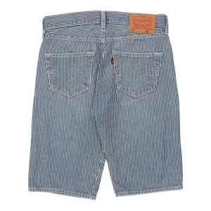 501 Levis Striped Denim Shorts - 30W 12L Blue Cotton