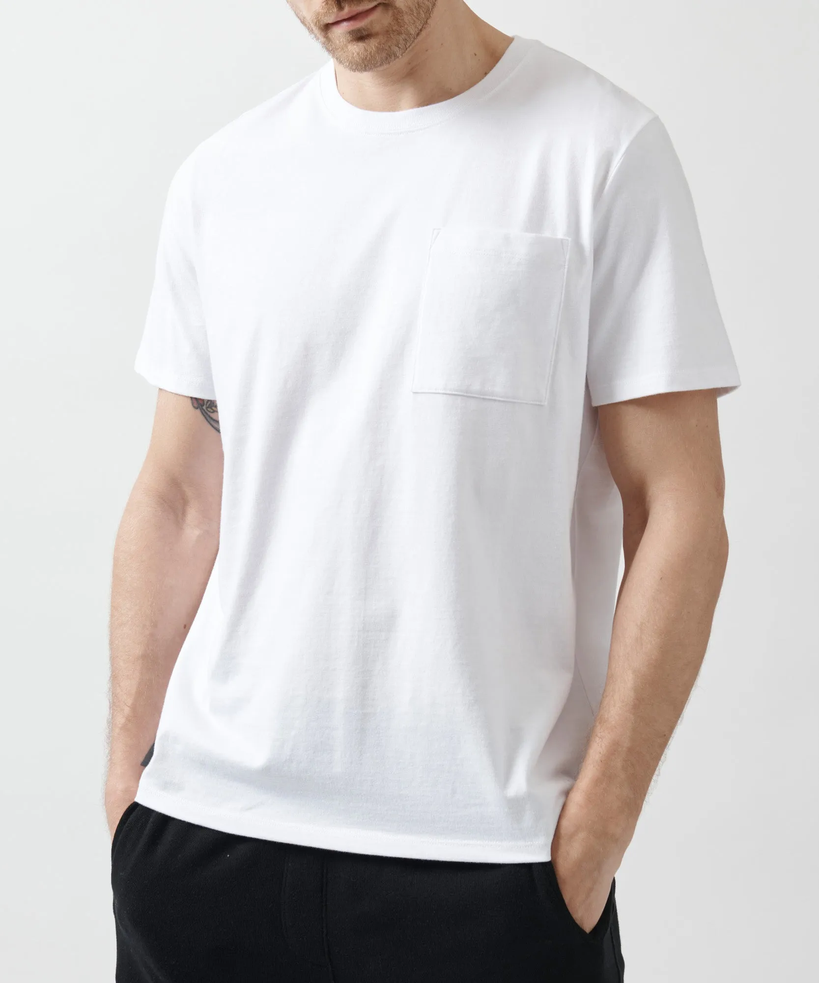 ATM Anthony Thomas Melillo Compact Jersey Oversized Short Sleeve Patch Pocket Crew Neck Tee