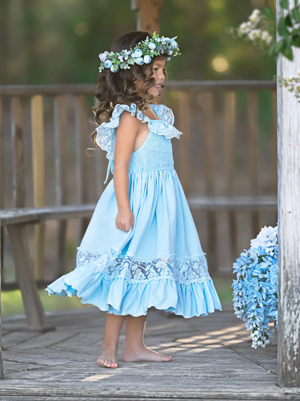 Baby Blue Spring Chic Lace Maxi Dress