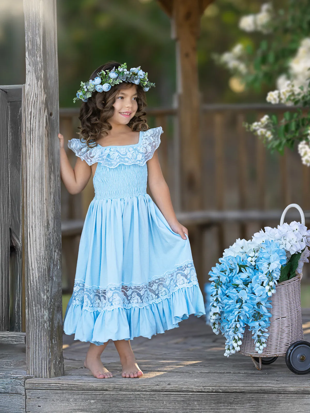 Baby Blue Spring Chic Lace Maxi Dress