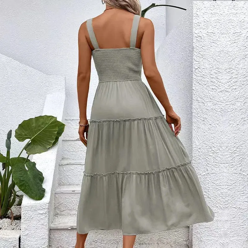 Blue Grey Midi Sundress