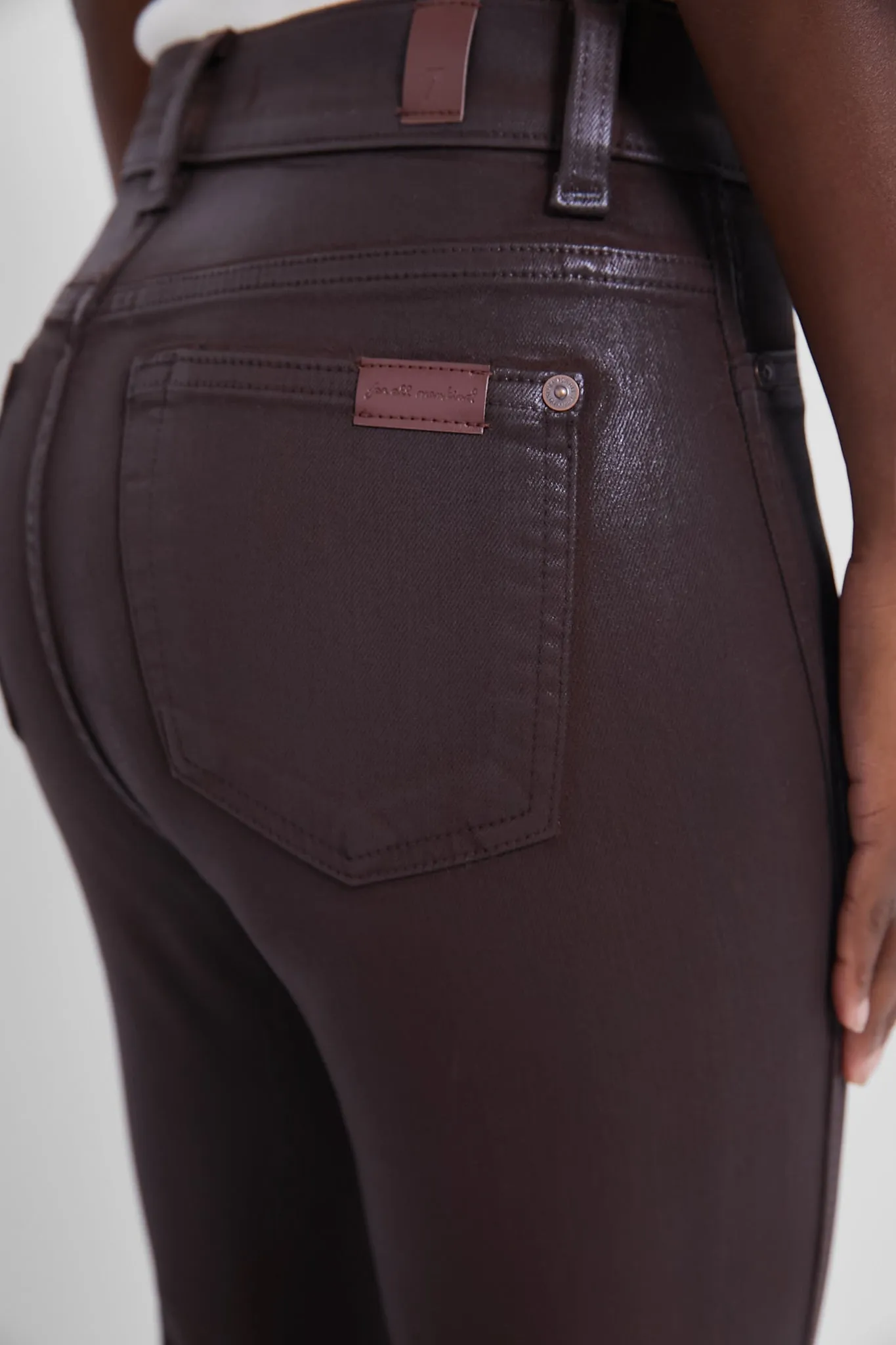 Brunette Coated High Waisted Slim Kick