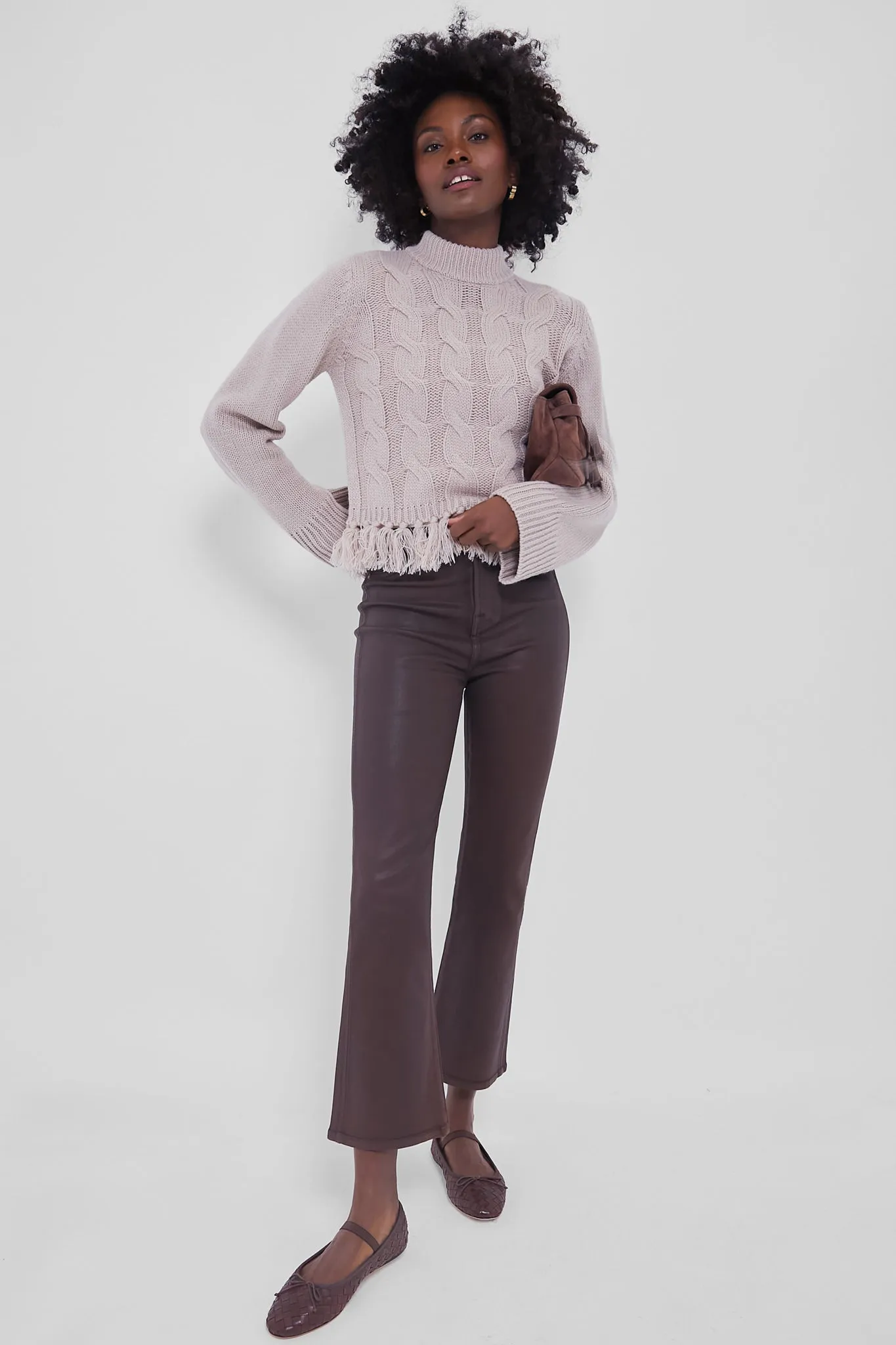 Brunette Coated High Waisted Slim Kick