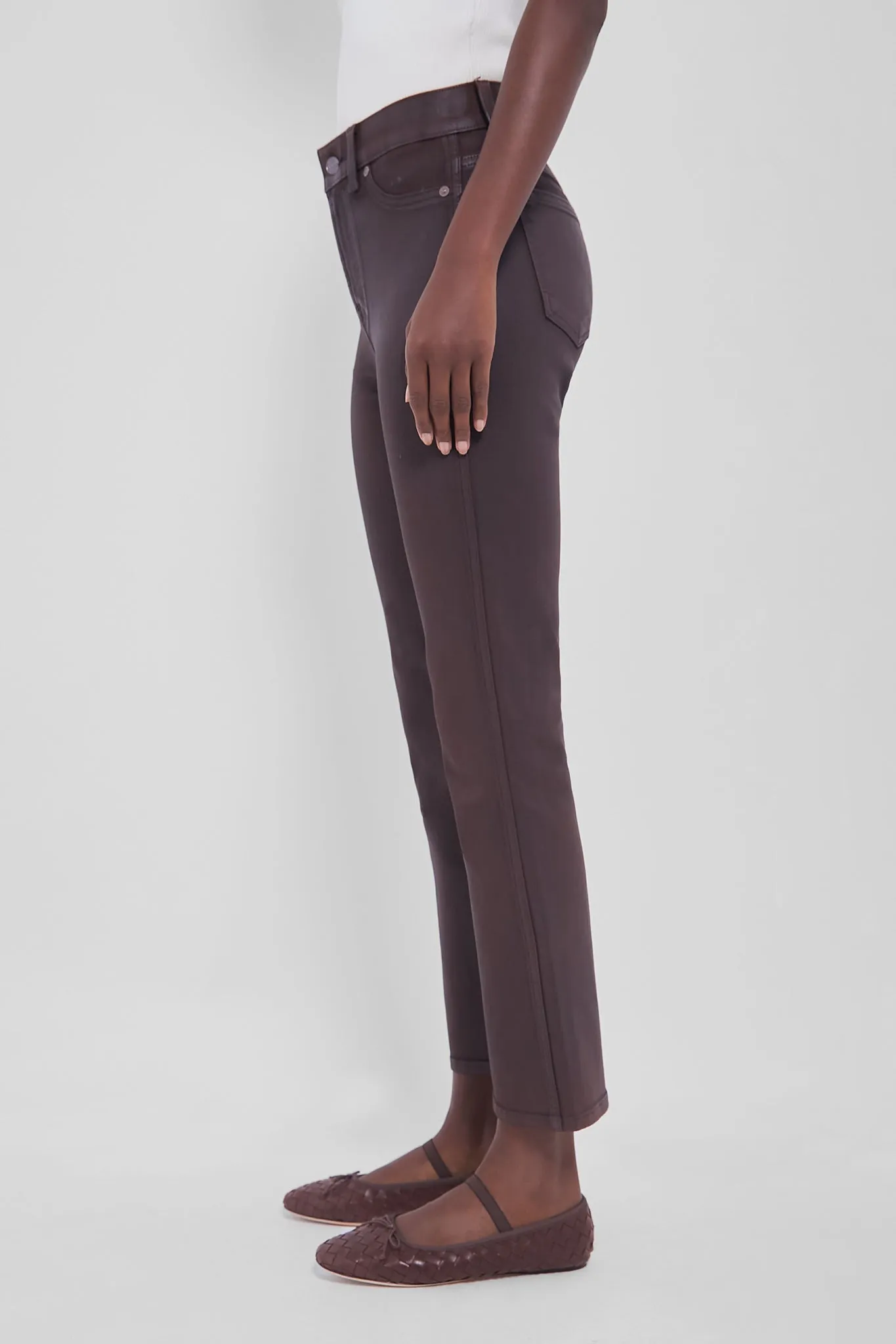 Brunette Coated High Waisted Slim Kick