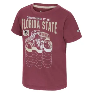 Colosseum Toddler Crushing it at Florida State Monster Truck Design Short Sleeve T-shirt - Garnet