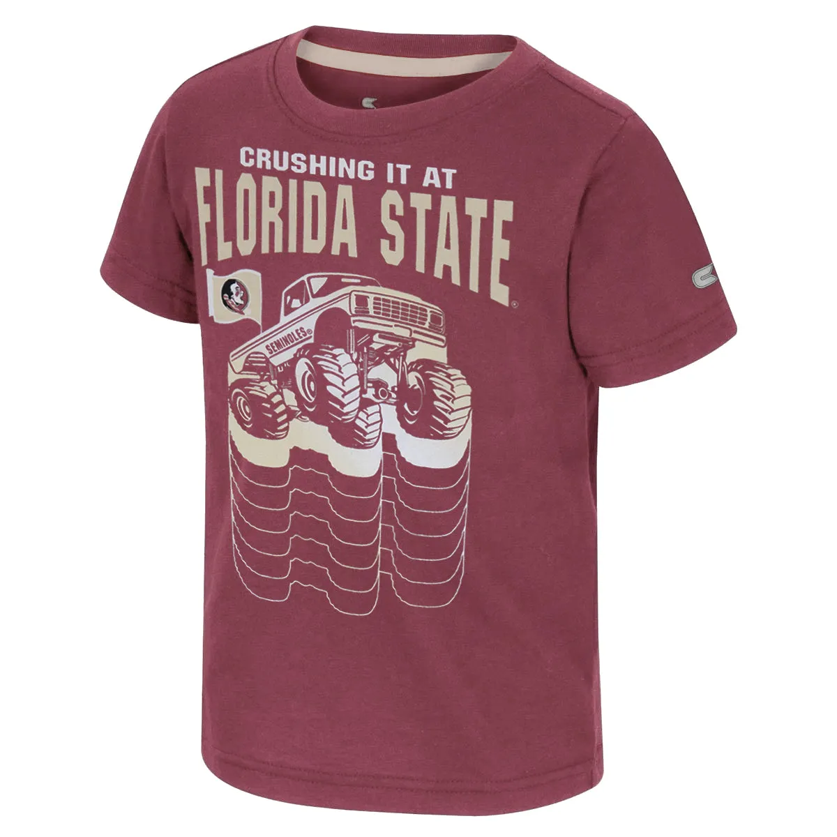 Colosseum Toddler Crushing it at Florida State Monster Truck Design Short Sleeve T-shirt - Garnet