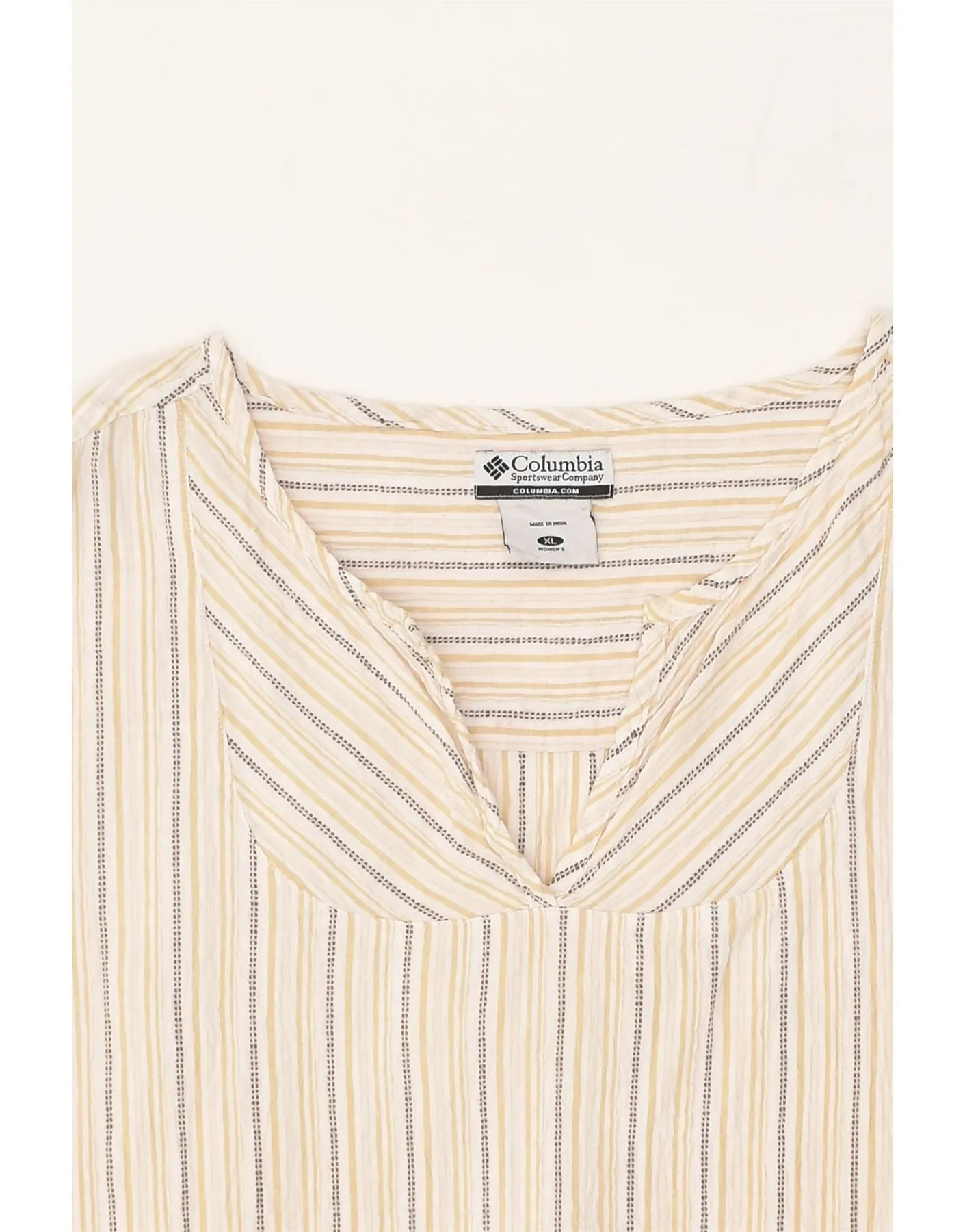 COLUMBIA Womens Loose Fit Blouse Top UK 18 XL Beige Striped Cotton
