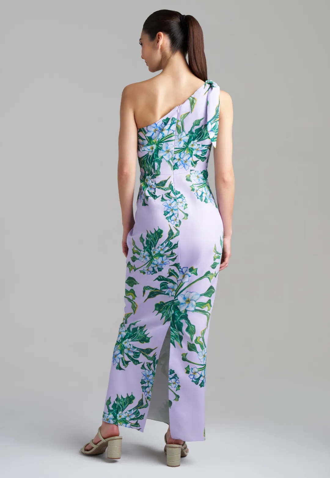 Flora Silk Dress in Lavender Mock Coffee