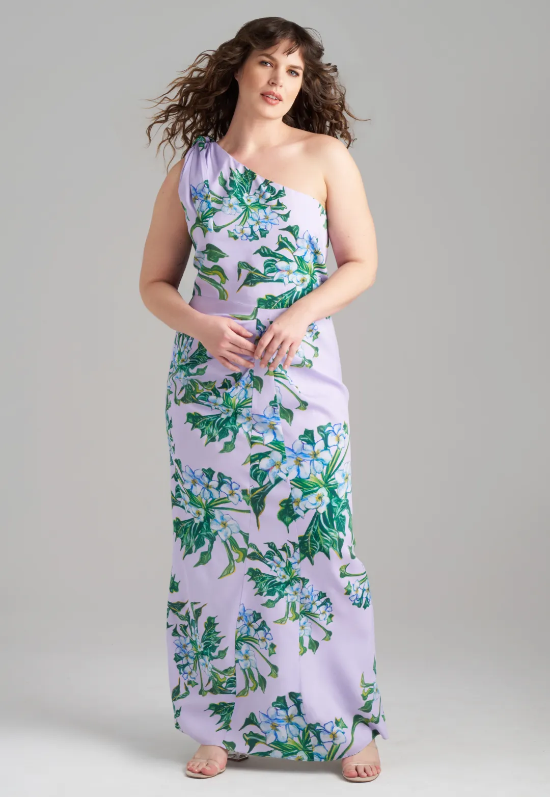 Flora Silk Dress in Lavender Mock Coffee