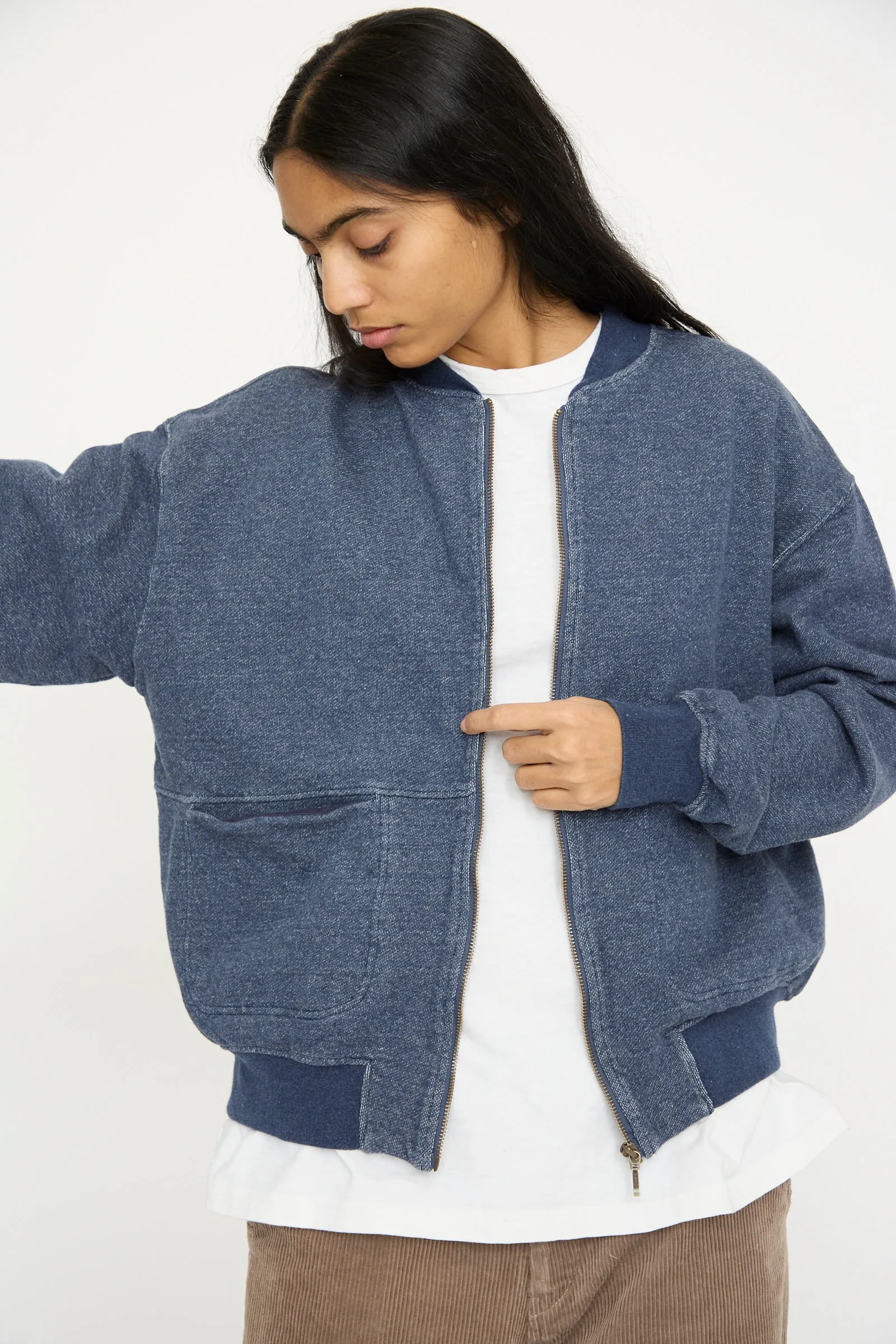 French Terry Denim Blouson in Navy