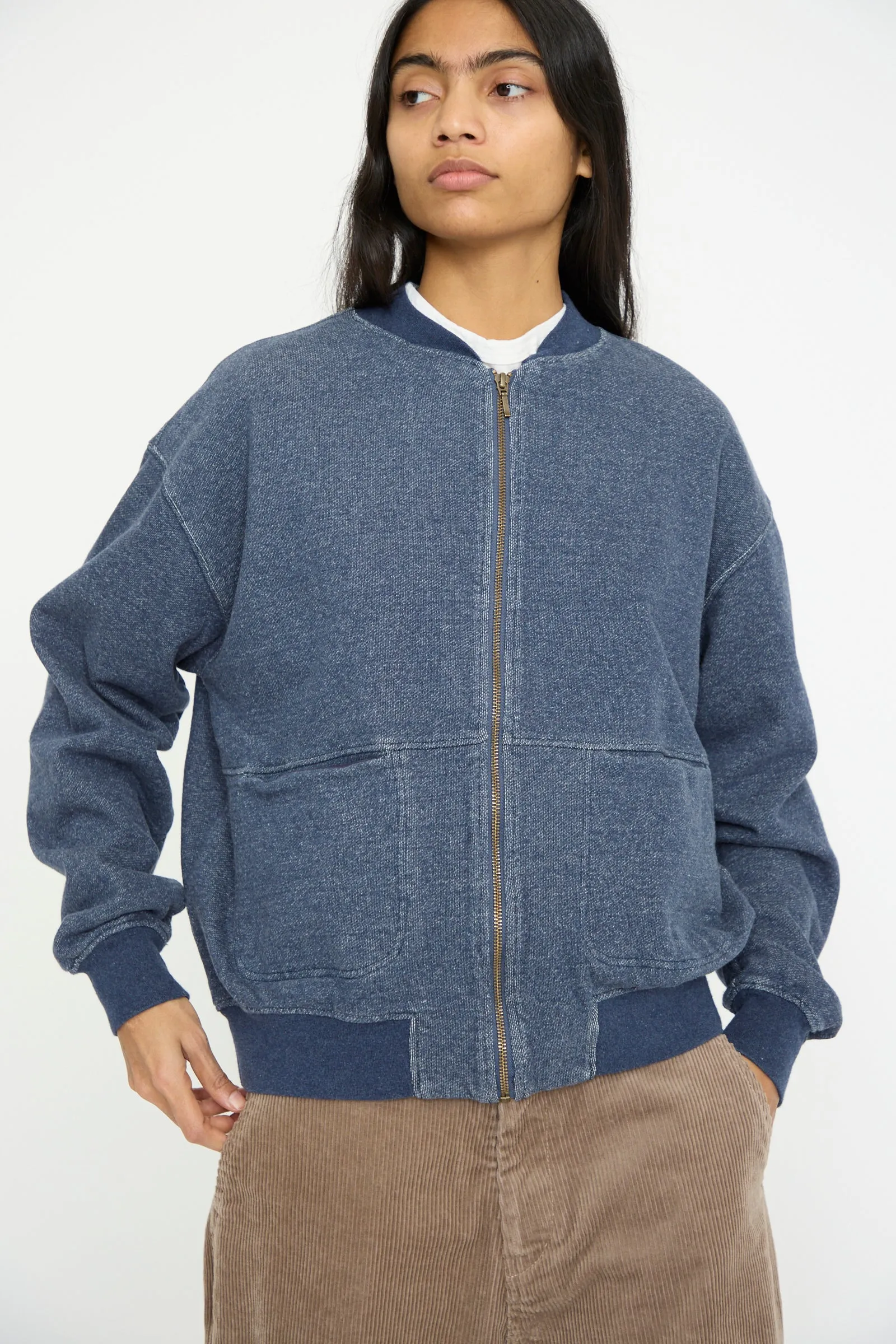 French Terry Denim Blouson in Navy