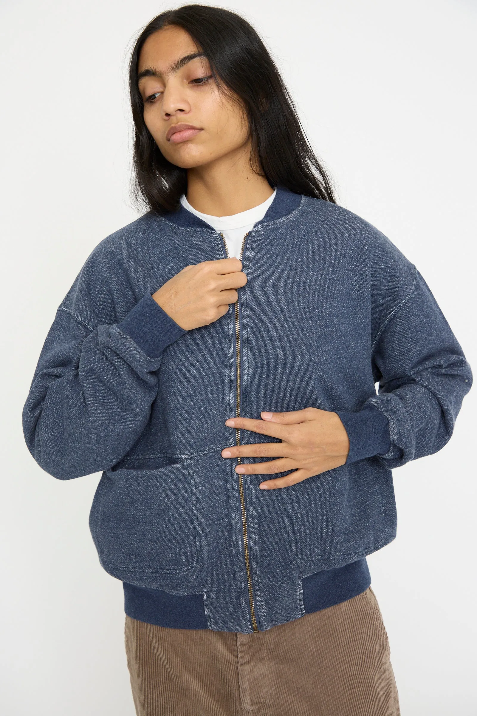 French Terry Denim Blouson in Navy