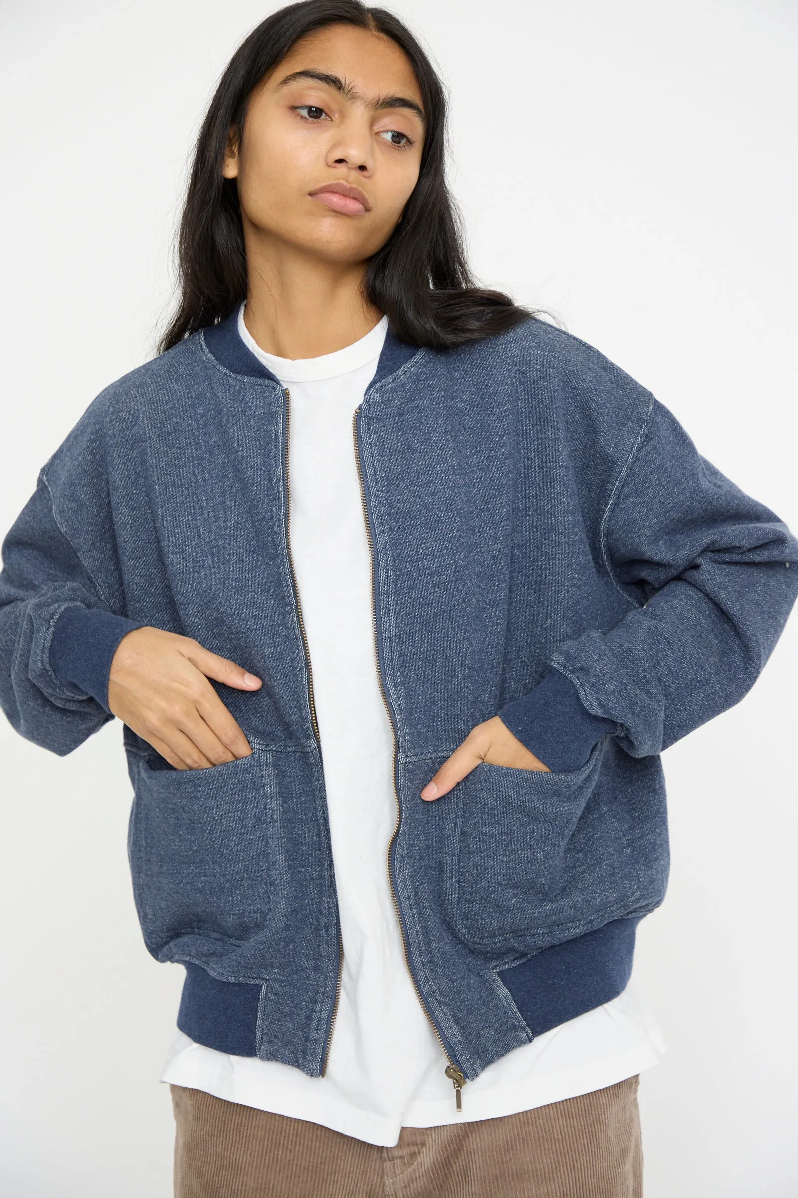 French Terry Denim Blouson in Navy