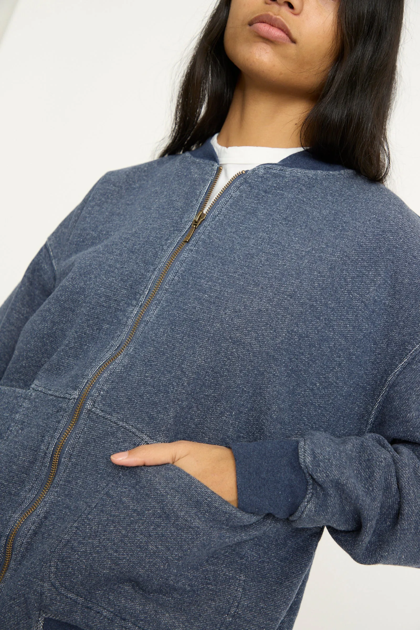 French Terry Denim Blouson in Navy
