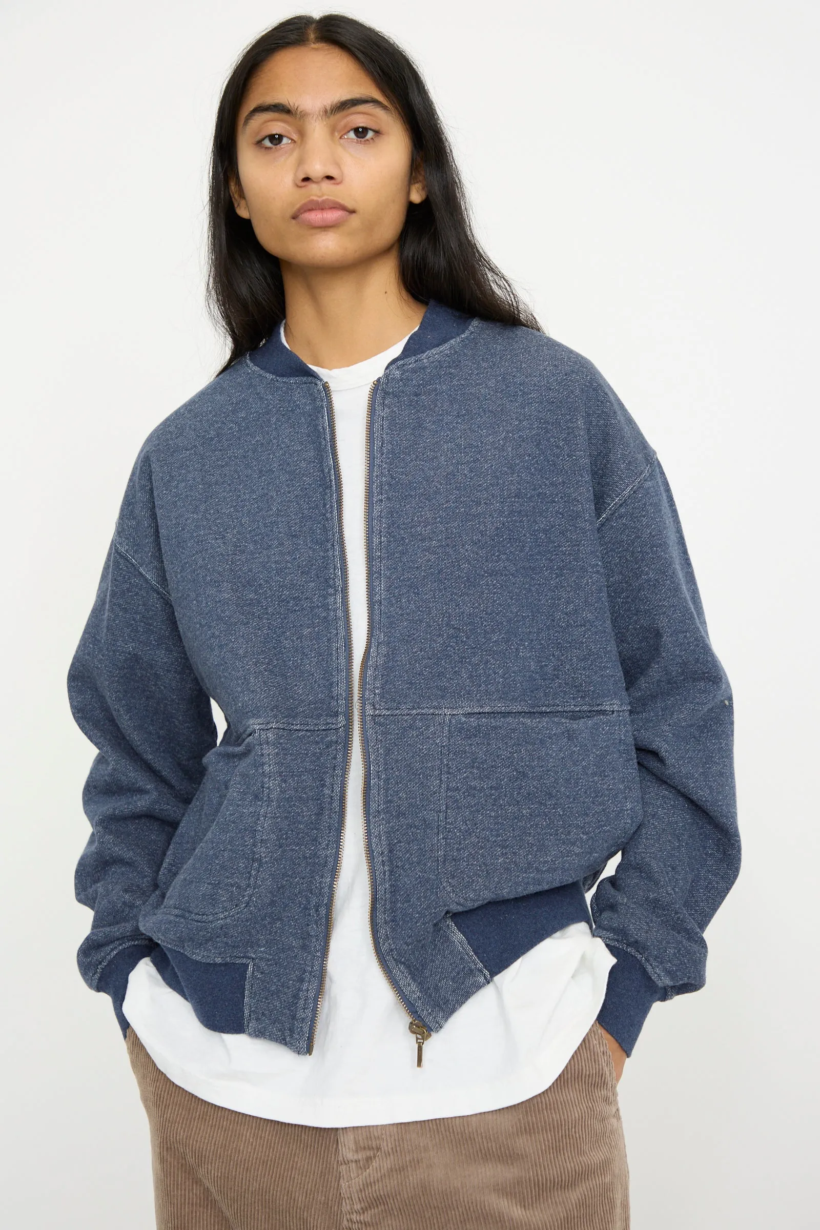 French Terry Denim Blouson in Navy