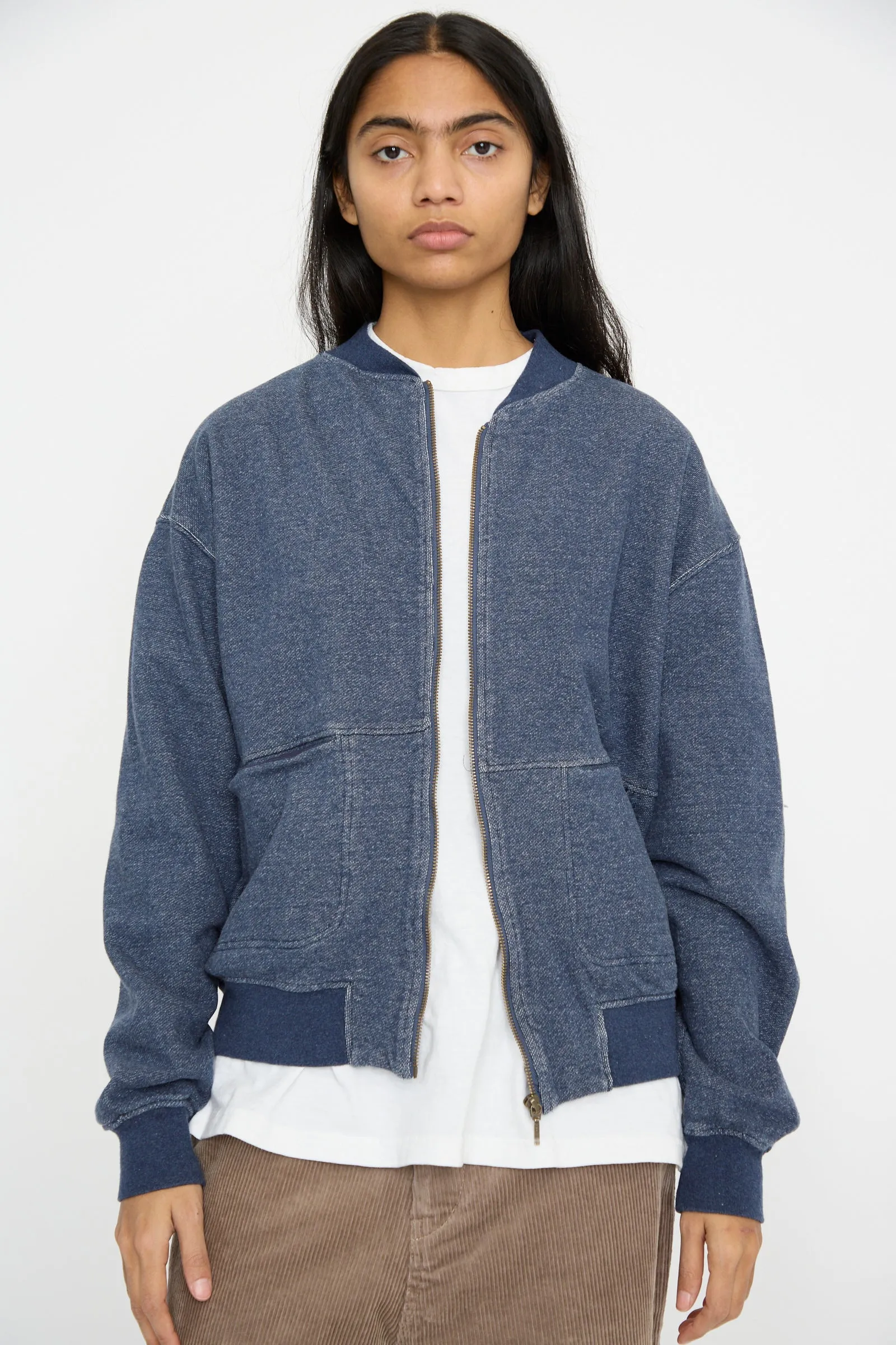 French Terry Denim Blouson in Navy
