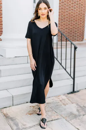 Just What You Wanted Black Midi Dress