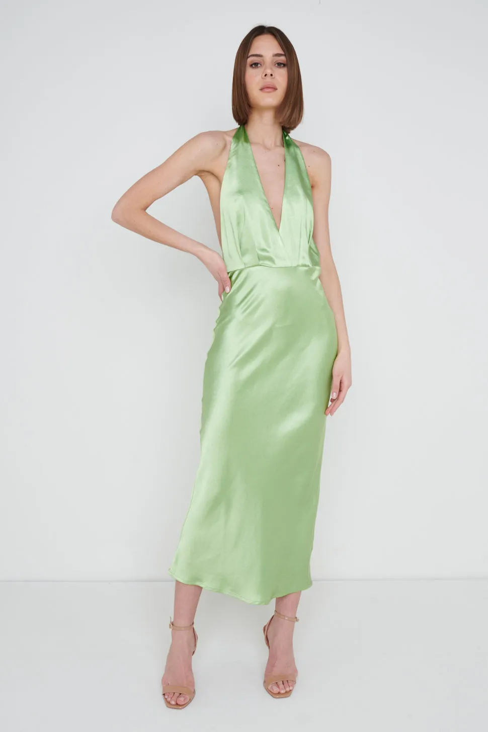 Luann Halterneck Midaxi Dress - Nocellara Green