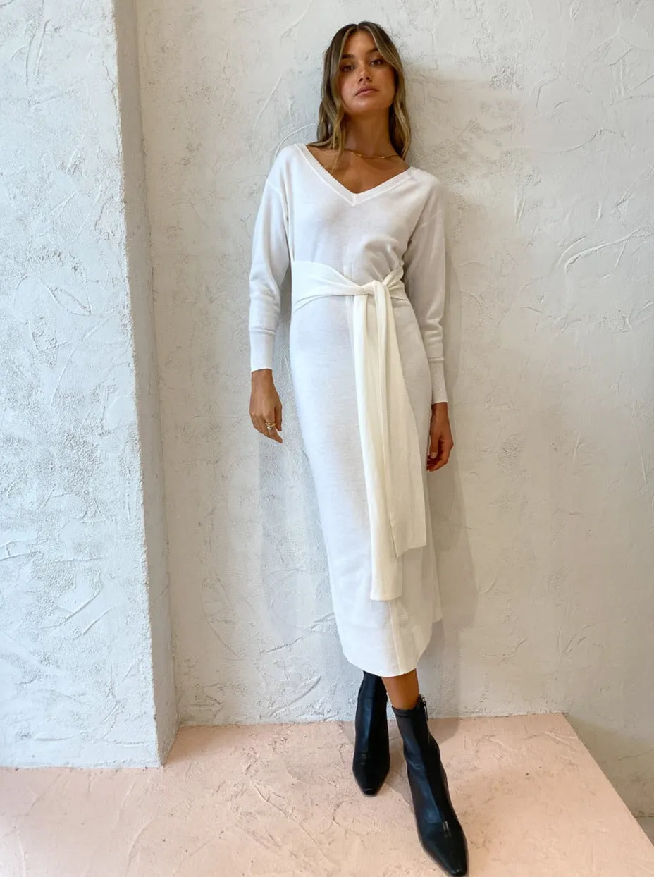 Manning Cartell Subtle Luxury L/S Knit Dress in Off White