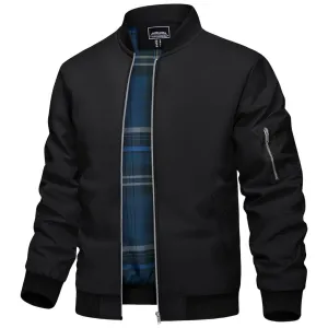 Men's Bomber Jacket Lightweight Windbreaker Plaid Lined