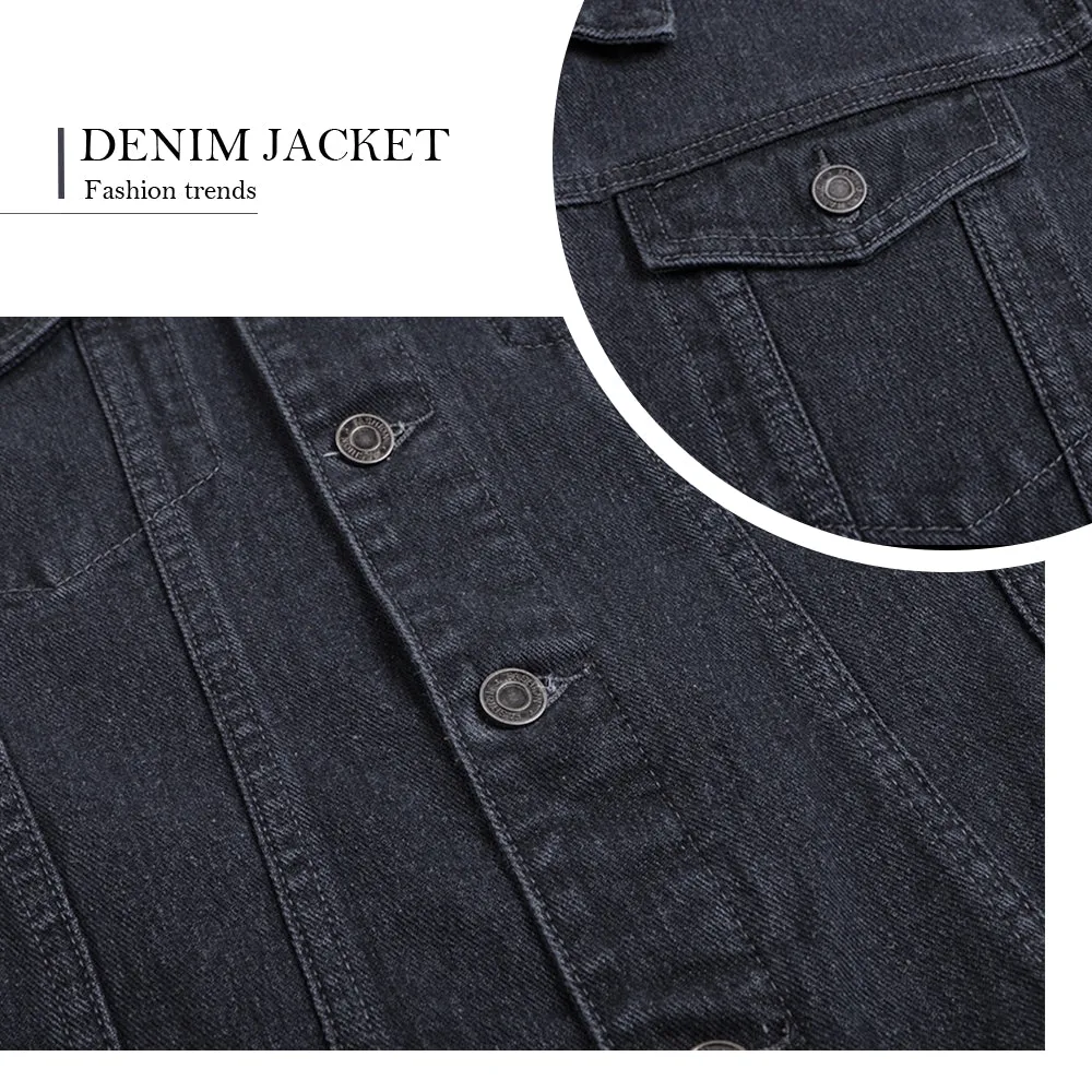 Mens Flame Graphic Button Up Denim Jacket
