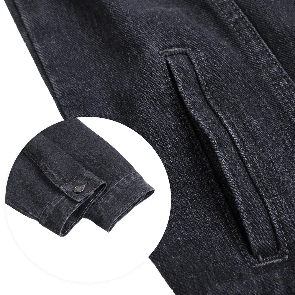 Mens Flame Graphic Button Up Denim Jacket
