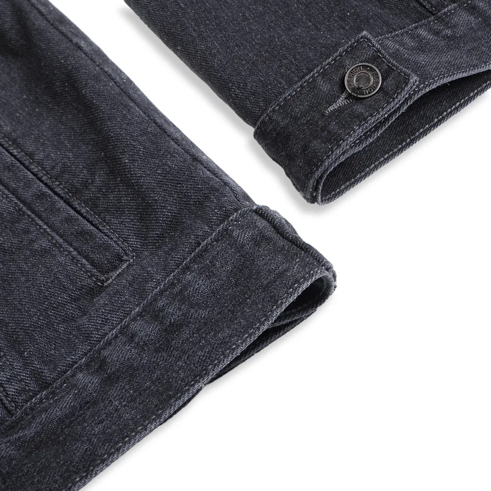 Mens Flame Graphic Button Up Denim Jacket