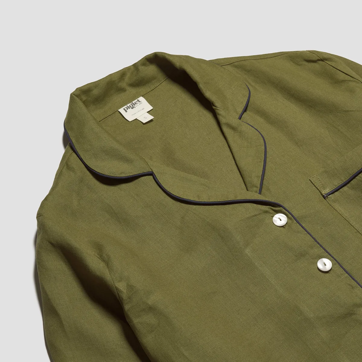 Moss Linen Pajama Shirt