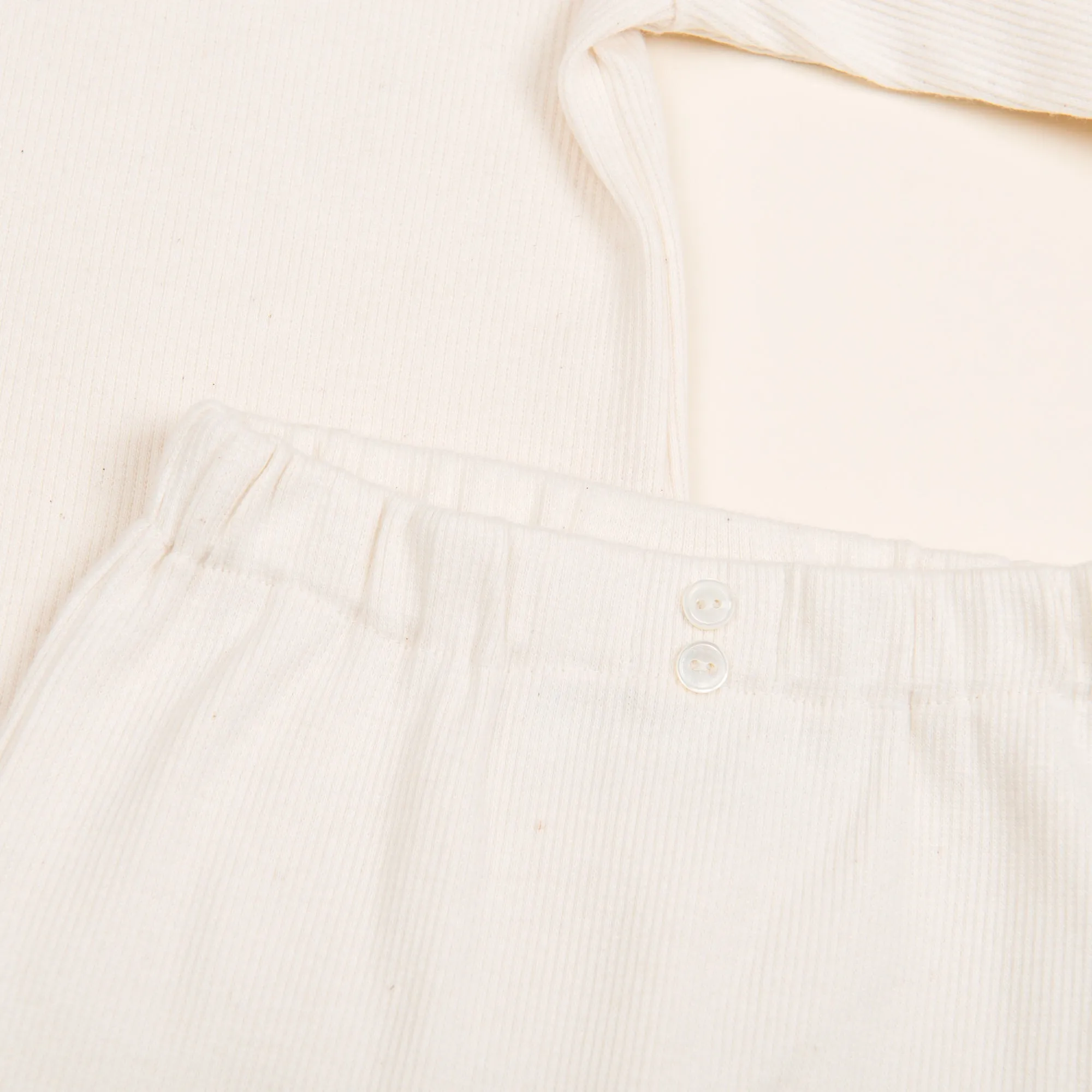 Natural Ivory Ribbed Cotton Top & Leggings