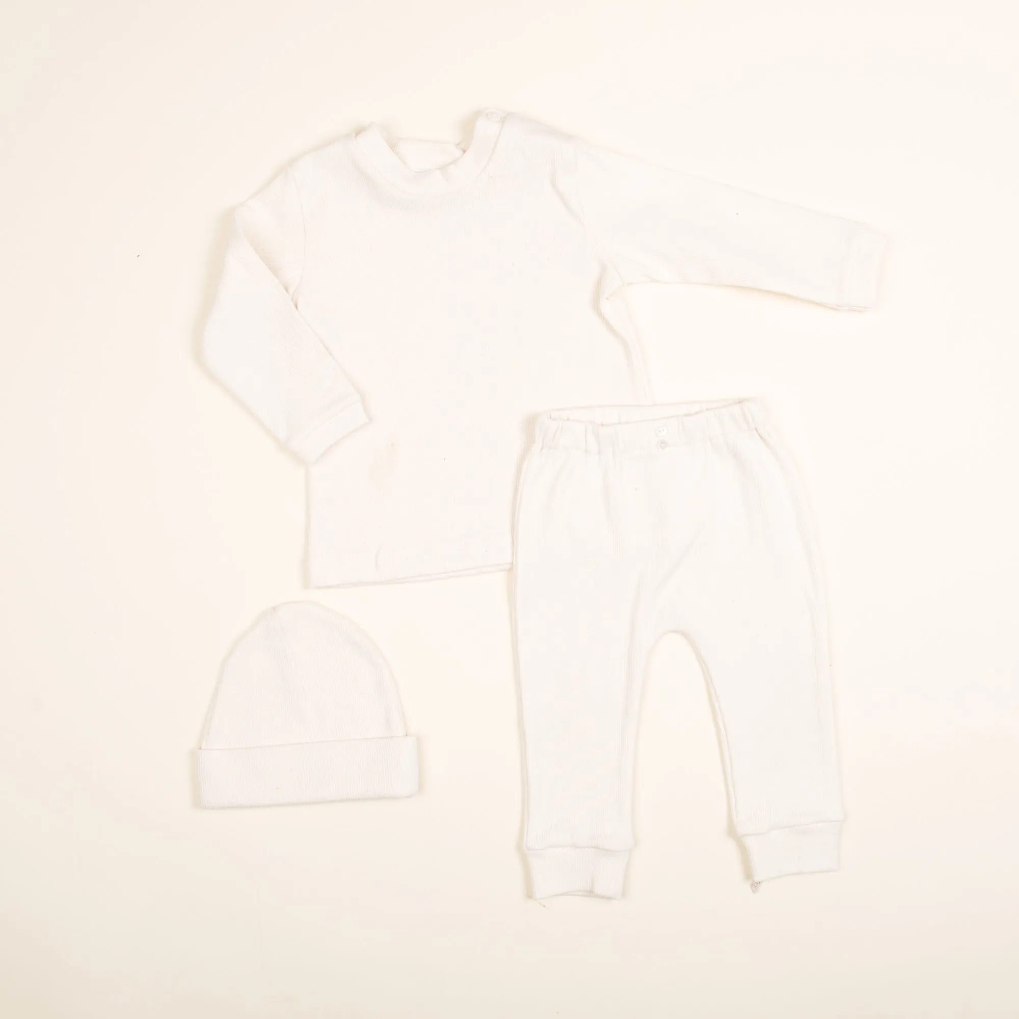 Natural Ivory Ribbed Cotton Top & Leggings