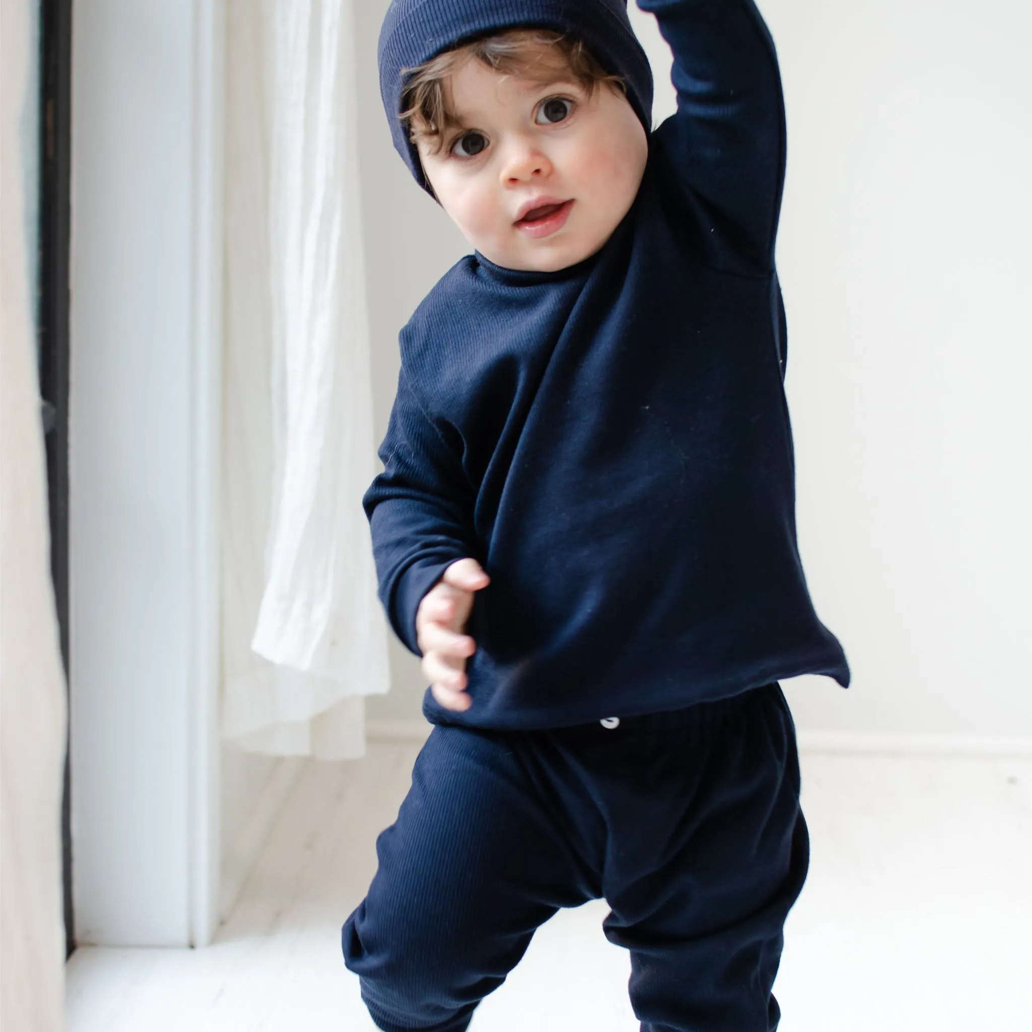 Natural Ivory Ribbed Cotton Top & Leggings