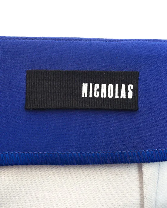 Nicholas Cobalt Blue Asymmetrical Fold Front Pencil Skirt - 8