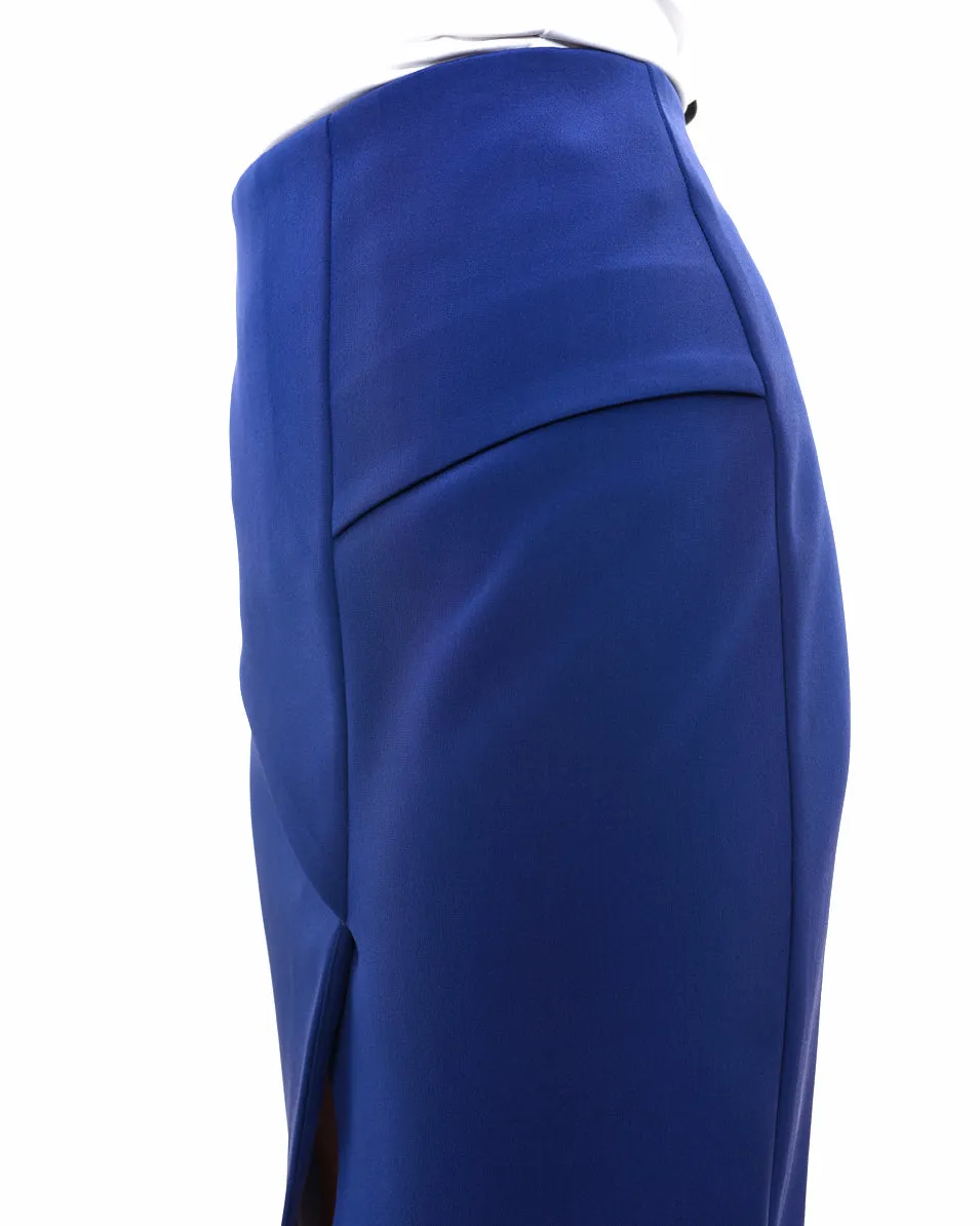 Nicholas Cobalt Blue Asymmetrical Fold Front Pencil Skirt - 8