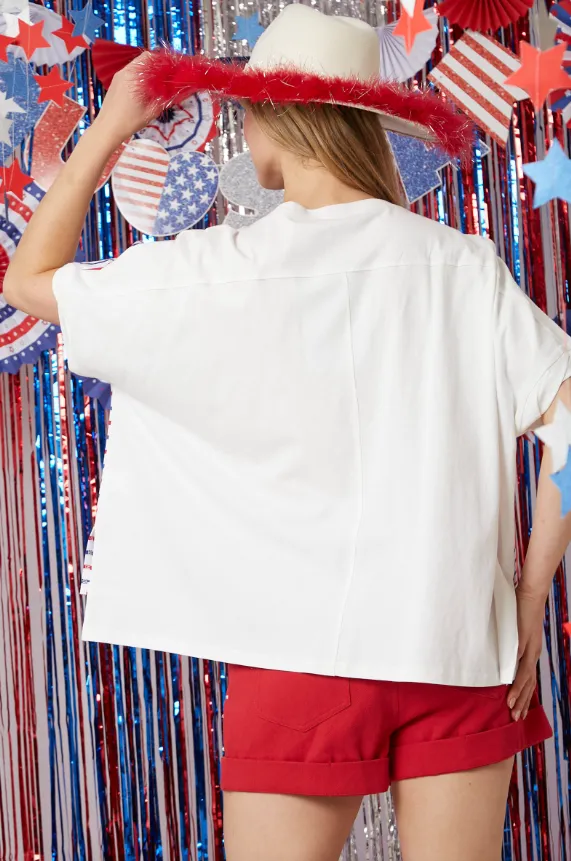 Party USA Drinks Striped Top - Final Sale 50% off in cart
