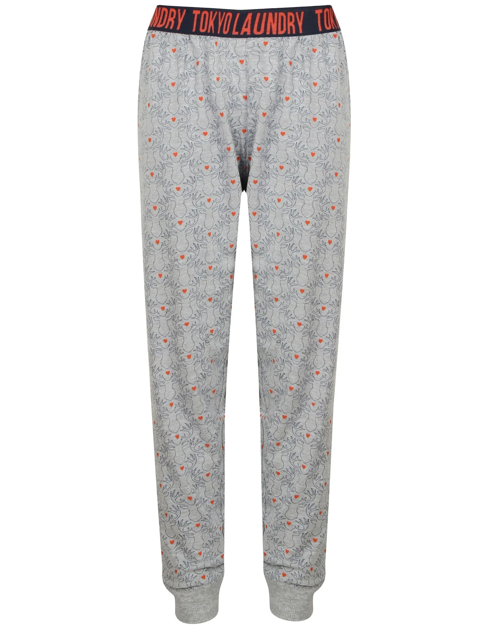 Pippy Stag Heart Print Cotton Lounge Pants In Dark Denim - Tokyo Laundry