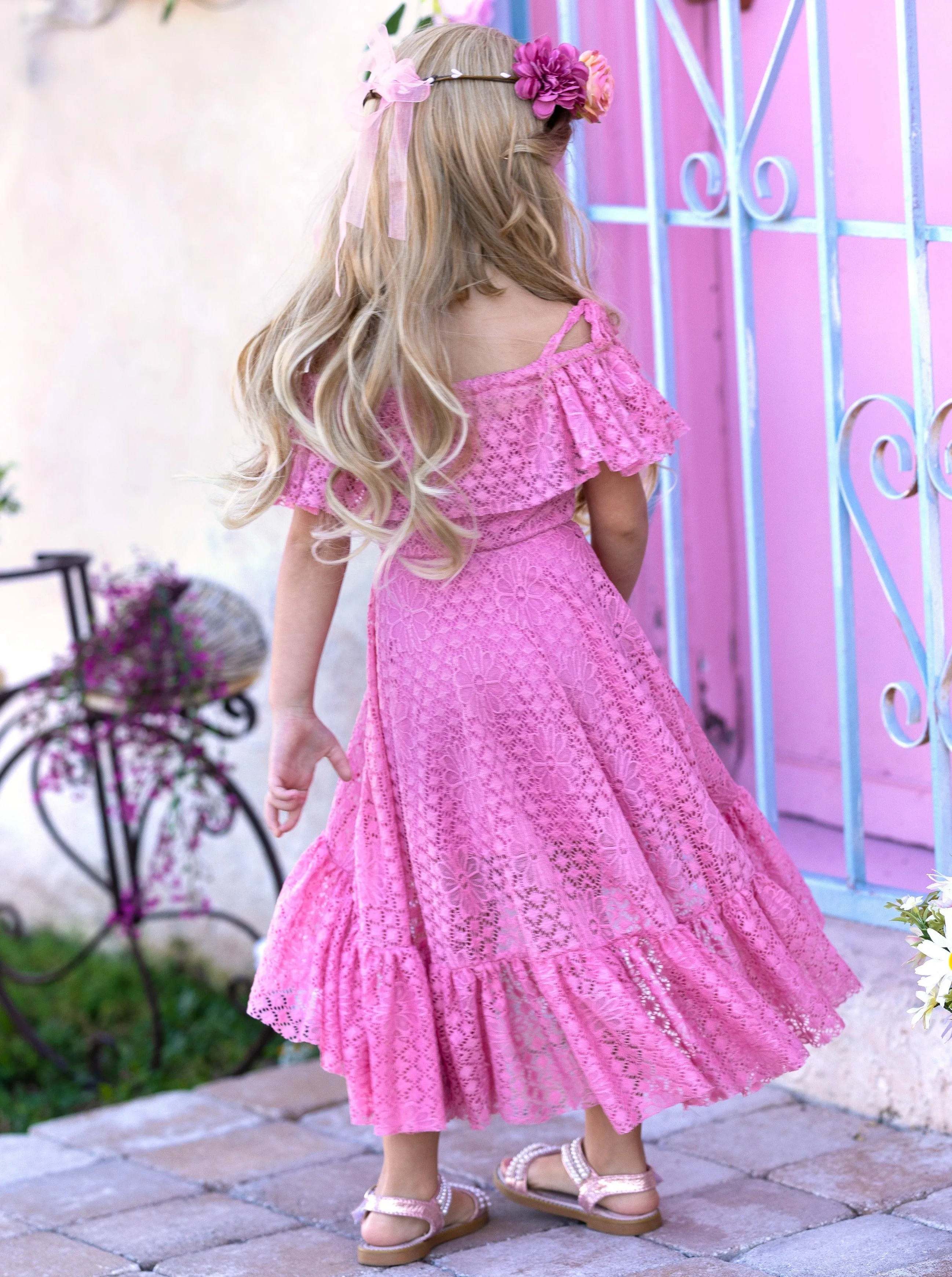 Pretty Like A Peony Cold Shoulder Maxi Sundress