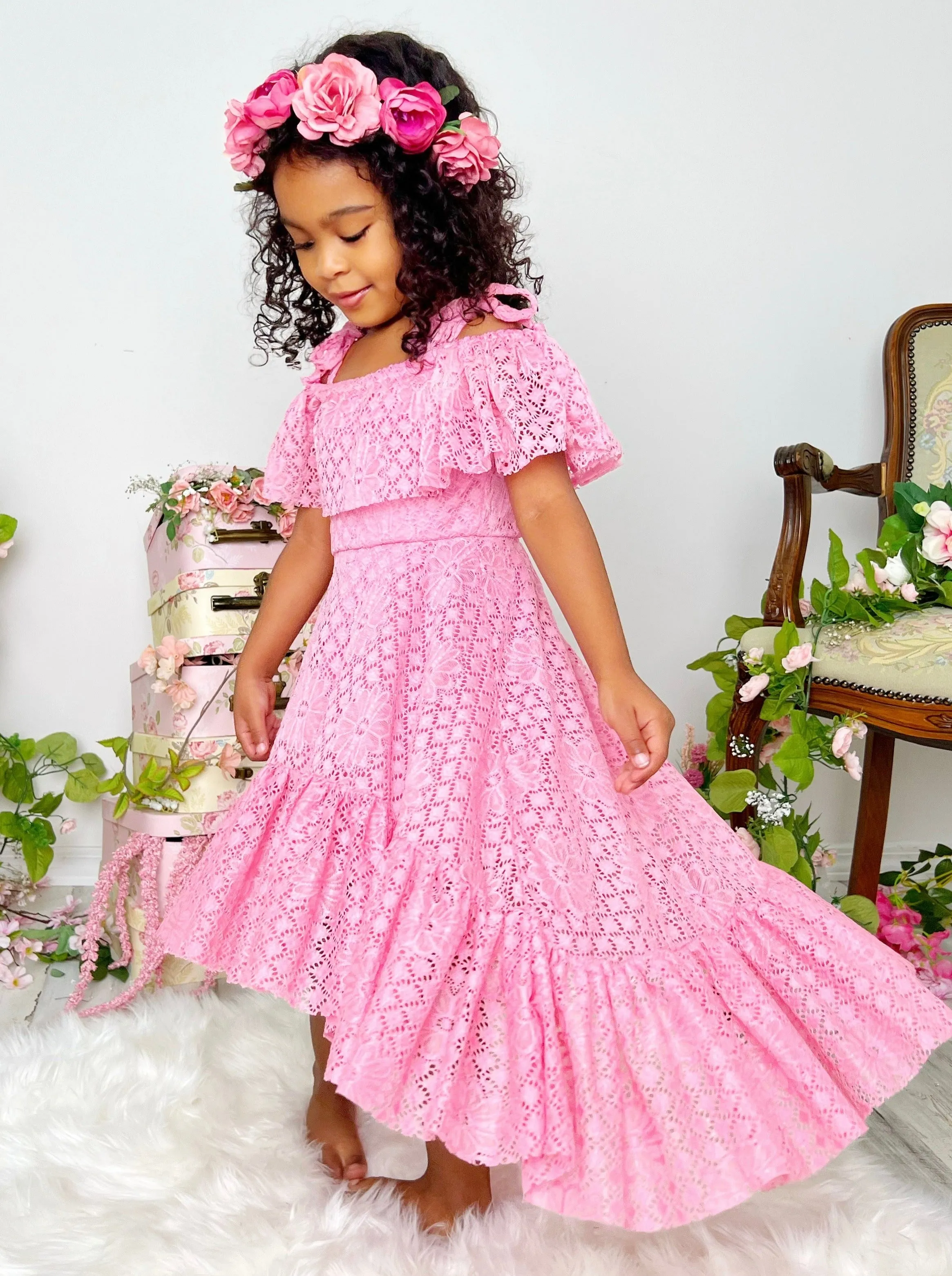 Pretty Like A Peony Cold Shoulder Maxi Sundress