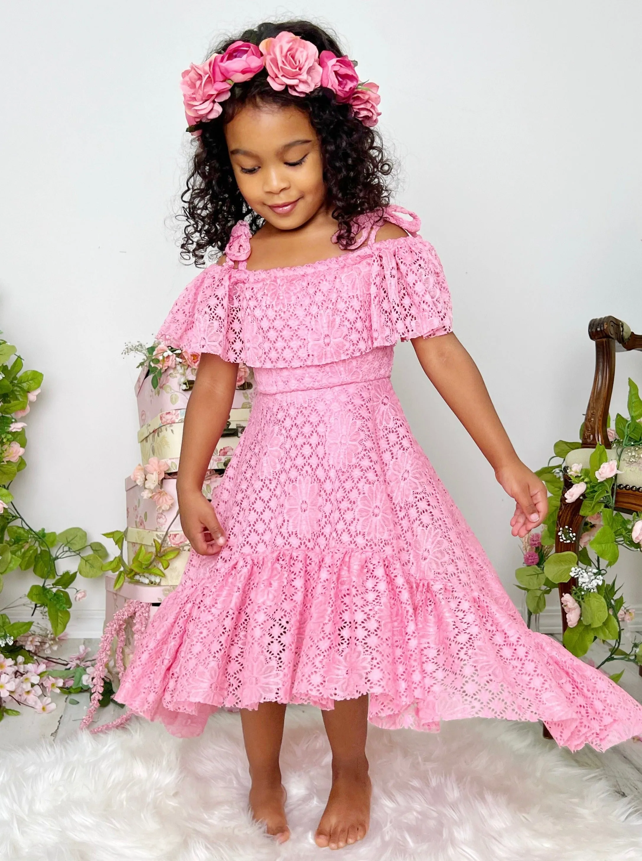 Pretty Like A Peony Cold Shoulder Maxi Sundress