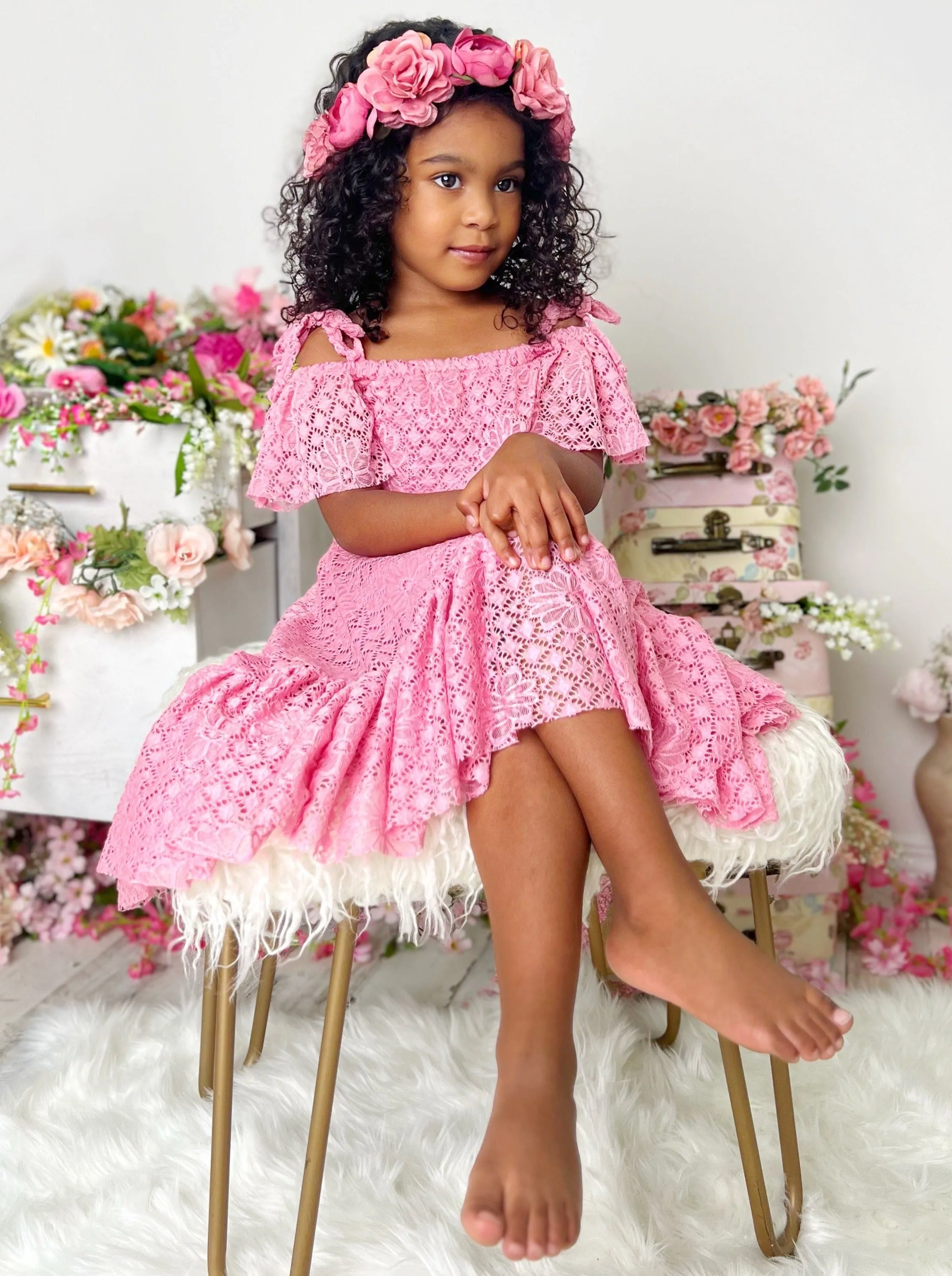 Pretty Like A Peony Cold Shoulder Maxi Sundress