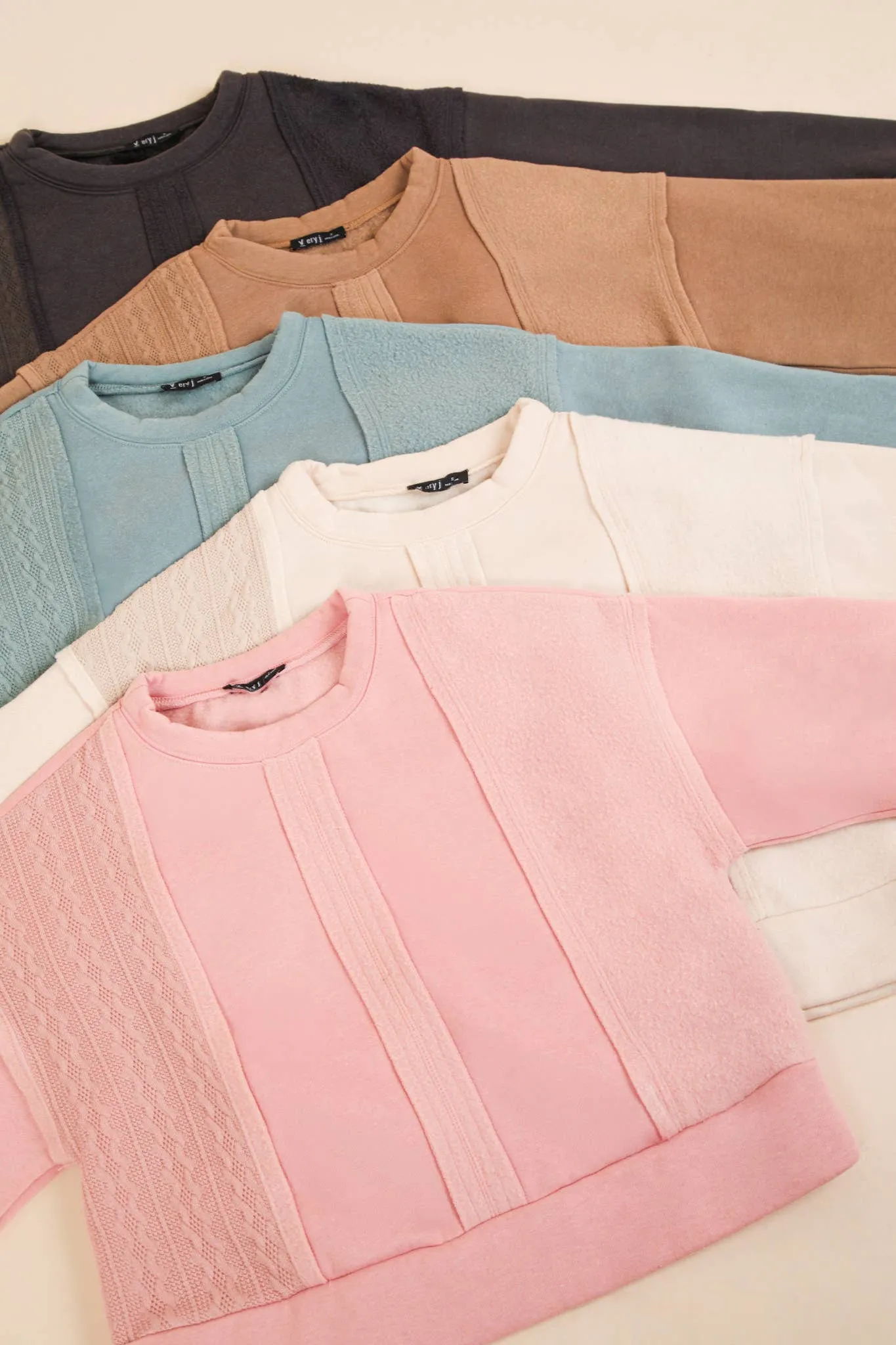Sage Cozy Cable Contrast Sweatshirt