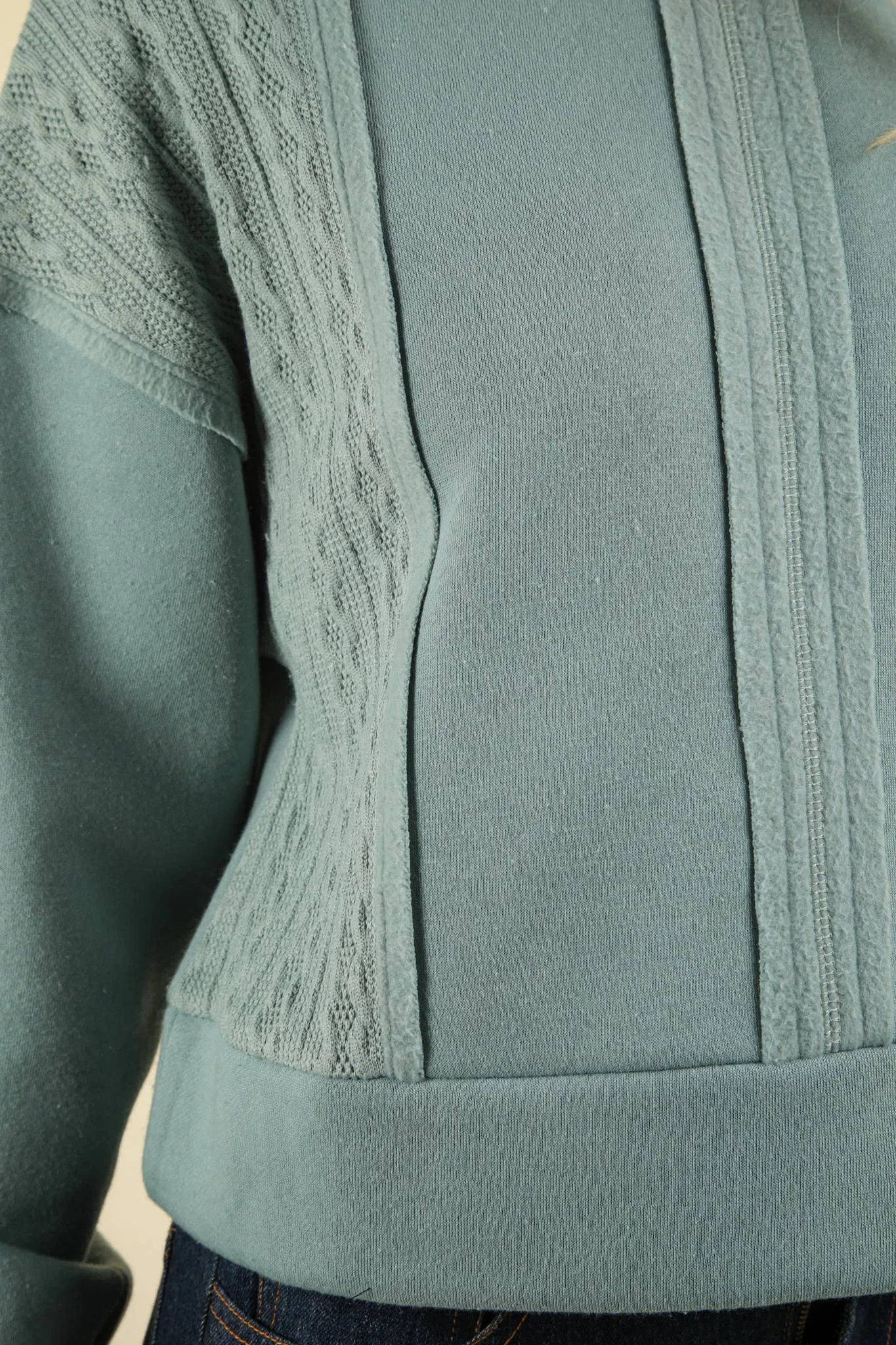 Sage Cozy Cable Contrast Sweatshirt