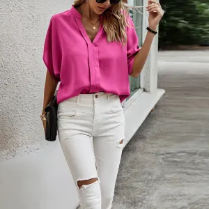V-Neck Dolman Petal Sleeve Blouse