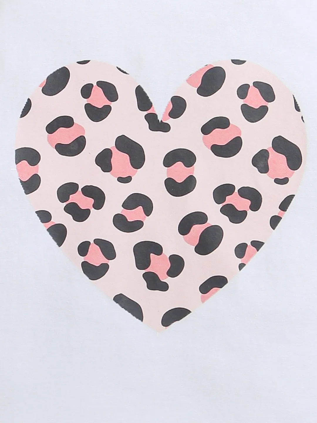 White and Pink Heart printed Top & Legging Girls Co-ord set